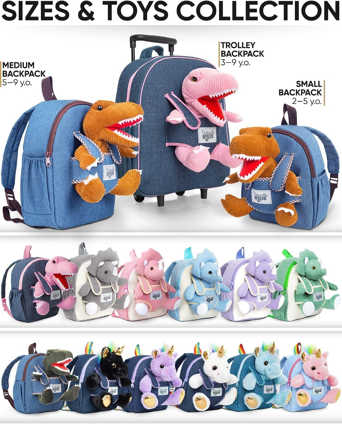 Toddler Backpack W. Plush Brown Dinosaur Toy, Kids Gift 2-5 | 2-In-1 Dinosaur Backpack W. Removable Plush, Side Pockets, Dinosaur Toys for Kids 3-5, Birthday & Christmas Gift for Boys