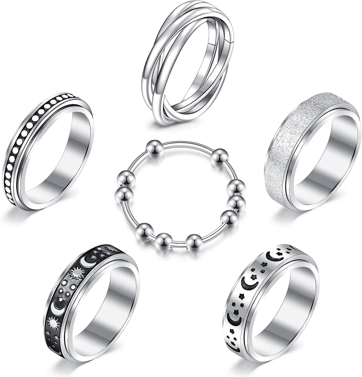 Fidget Rings for Women Spinner Size 6