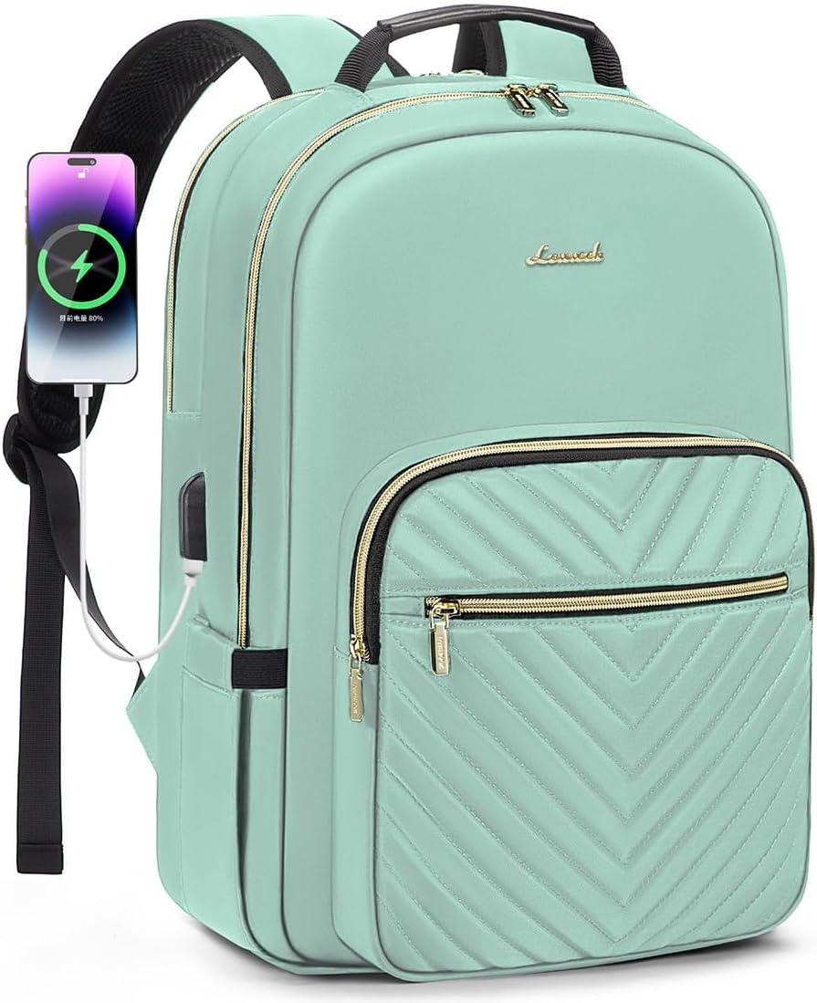 Laptop Backpack for Women,Quilted Work Travel College Laptop Bag | Professional Nurse Teacher Backpack Purse,Padded Laptop Compartment,Waterproof Backpack for Traveling on Airplane,Great Gifts