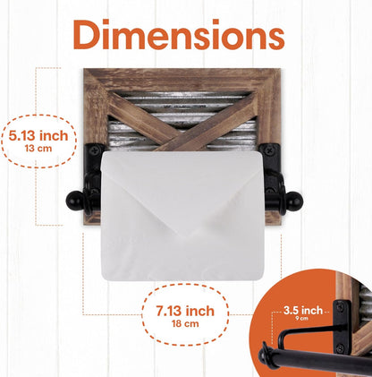 Rustic Farmhouse Toilet Paper Holder Wall - Farmhouse Bathroom Country Decor Accessories with Warm Brown Wood, Galvanized Metal & Black Adds Western Decor Charm