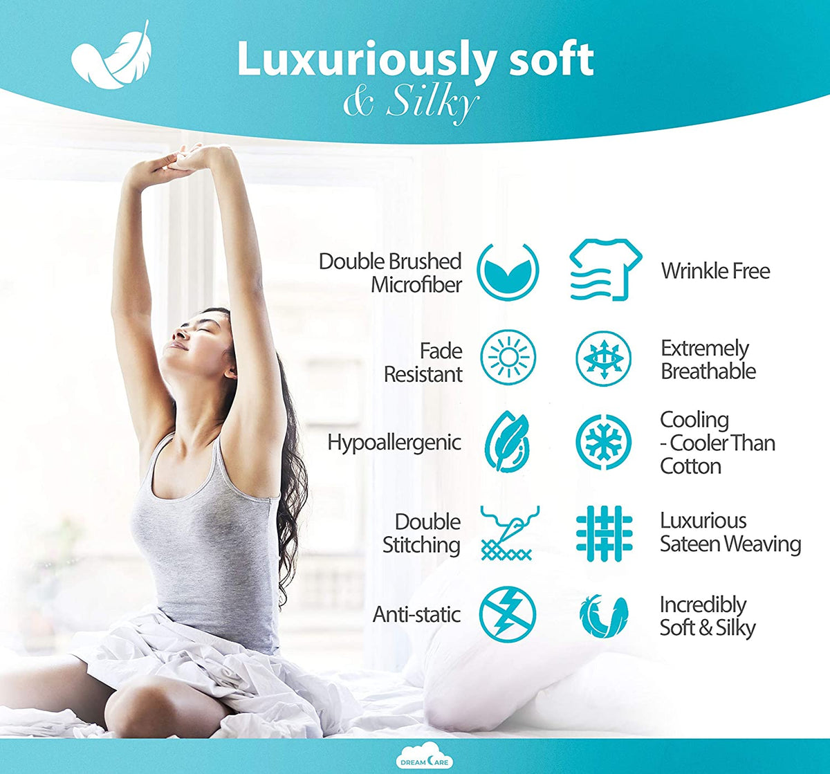 California King Sheet Sets - 6 Pcs Breathable Cooling Sheets | up to 15" Extra Deep California King Sheets with Side Pockets - Extra Soft 100% Double Brushed Hotel Luxury Bedding – Black