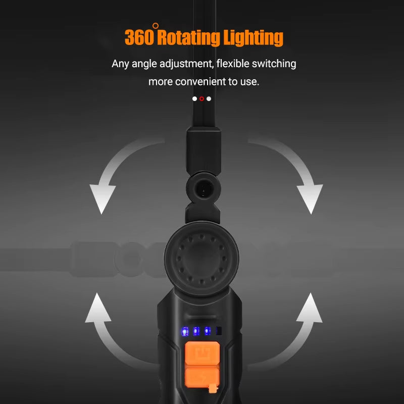 Multifunctional G51 Work Light Portable Led Rechargeable Light Waterproof Camping Light Magnet Flashlight with Built-In Battery