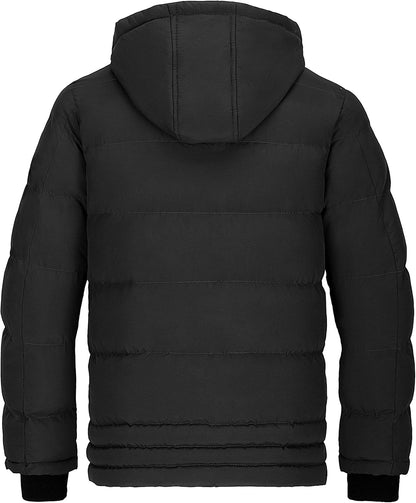 Men'S Hooded Puffer Jacket Thick Padded Waterproof Warm Winter Coat | Waterproof 5000Mm,Windproof,Warm Insulation,Multi-Pockets,Dailywear,Outdoor Work,Commutes,Camping