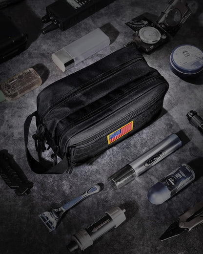 Toiletry Bag for Men - Tactical Dopp Kit for Travel, Black | Dry Wet Separate, Travel Toiletry Bag for Adults, Women, Grooming Gear, Camping, Gym and Travel Kits, Grooming Kits