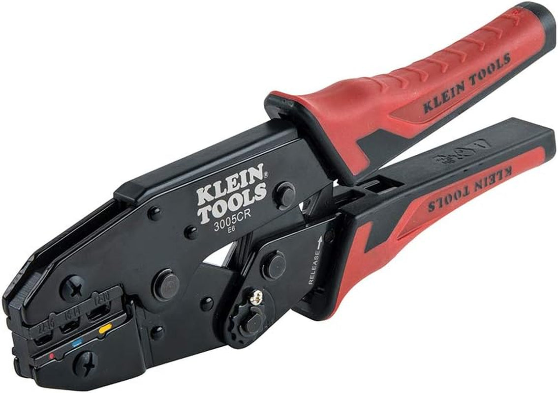 Klein Tools 3005CR Wire Crimper Tool, Ratcheting Insulated Terminal Crimper for 10 to 22 AWG Wire