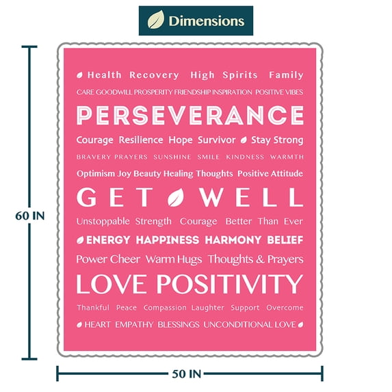 Healing Blanket, Get Well Soon Gift, Soft Hug Compassion Sherpa Throw Blanket for Women Men, Comfort Caring Inspirational Patient Blanket, Positive Thoughts Prayer Throw, Pink
