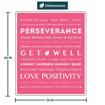 Healing Blanket, Get Well Soon Gift, Soft Hug Compassion Sherpa Throw Blanket for Women Men, Comfort Caring Inspirational Patient Blanket, Positive Thoughts Prayer Throw, Pink