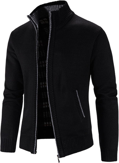 Men'S Casual Full Zip Slim Thick Knitted Cardigan Sweaters with Pockets