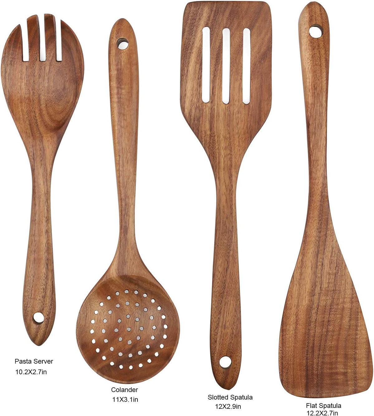 Wooden Cooking Utensils Set 4-Piece Wood Kitchen Utensil Set | for Non Stick Cookware Wooden Spatula,Fork,Turner,Ladle,Strainer Spoons
