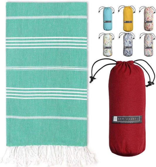 Turkish Beach Towel with Travel Bag 39 X 71 Quick Dry Sand Free Lightweight Large Oversized Towels Light