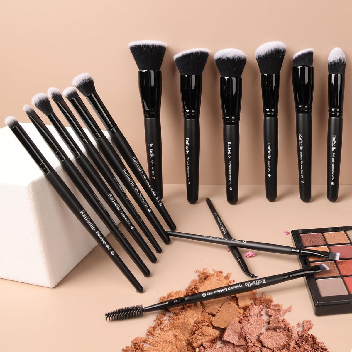 Makeup Brushes 15Pcs Makeup Brush Set Premium Synthetic Bristles | for Powder, Foundation, Contour, Blush, Concealer, Bronzer, Buffing, Eye Shadow Blending Liner