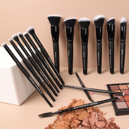 Makeup Brushes 15Pcs Makeup Brush Set Premium Synthetic Bristles | for Powder, Foundation, Contour, Blush, Concealer, Bronzer, Buffing, Eye Shadow Blending Liner