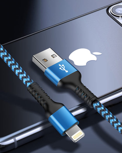Long Iphone Charger Cable [2Pack, 10FT] Mfi Certified USB to Lightning Cord | Braided Phone Charger Cord Fast Charging 480Mbps Data Sync Power Cable Compatible with Iphone 14/13/12/11 Series, XR, XS & SE