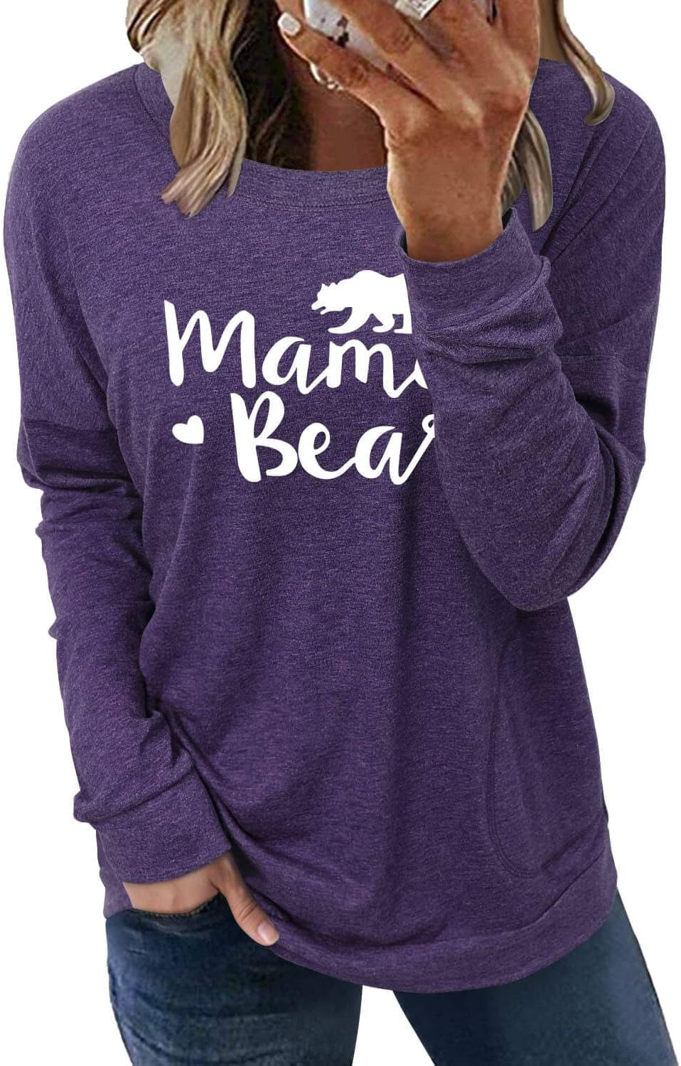 Womens Crewneck Sweatshirt Casual Loose Fitting Tops Long Sleeve T Shirt