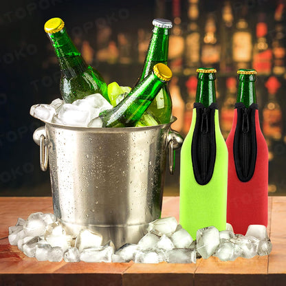 Beer Bottle Insulator Sleeve Different Color. Zip-Up Bottle Jackets. Keeps Beer Cold and Hands Warm. Classic Extra Thick Neoprene with Stitched Fabric Edges, Enclosed Bottom (Set of 12 Color)