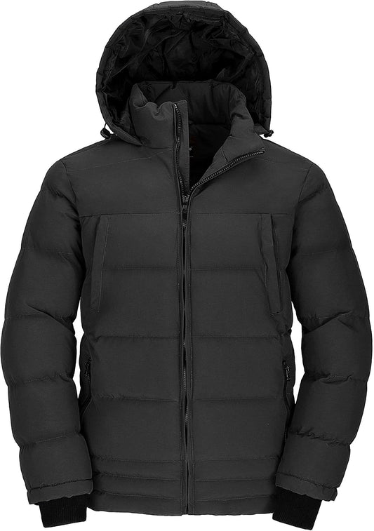 Men'S Hooded Puffer Jacket Thick Padded Waterproof Warm Winter Coat | Waterproof 5000Mm,Windproof,Warm Insulation,Multi-Pockets,Dailywear,Outdoor Work,Commutes,Camping