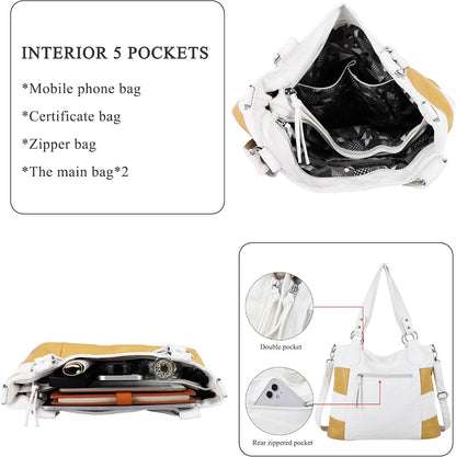 Hobo Purses for Women Multi-Color Striped Lattice Cross Body Shoulder Purse Bag Tote Handbag