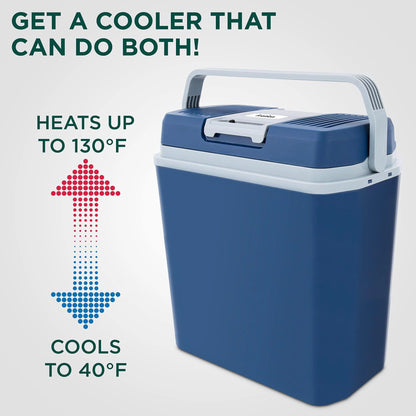 24L Portable Thermoelectric Cooler & Warmer 12V with Handle Blue