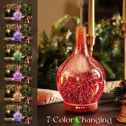 150Ml Handmade Essential Oil Diffuser 6H Runtime | Handmade Glass Aroma Diffuser, 7-Color LED Light, Quiet Operation, Auto Shut-Off, Aromatherapy for Home, Bedroom and Gifts