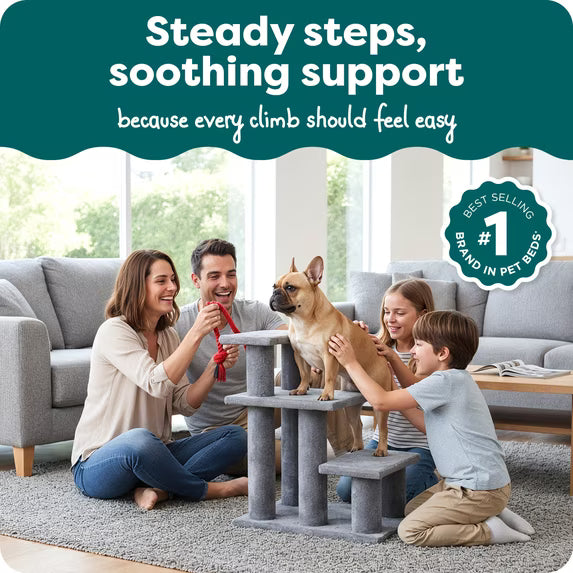 Steady Paws Multi-Step Pet Stairs for High Beds & Sofas - Brown, 3-Step