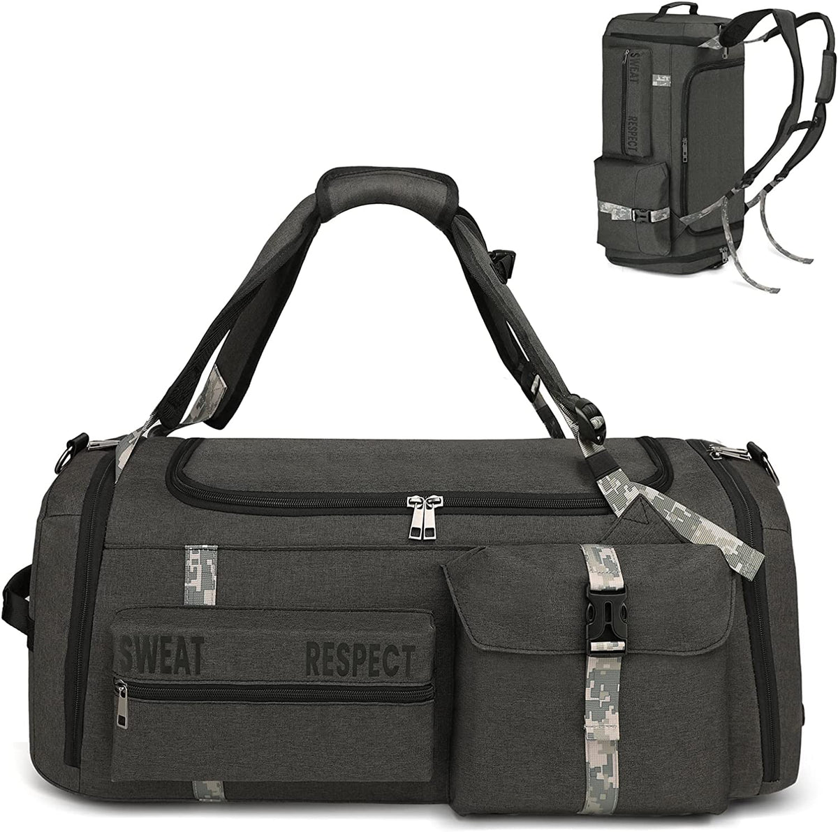 Gym Bags for Men Gym Duffle Bag Backpack 3-Way Sports Duffel Bags for Men with Shoe Compartment & Wet Pocket