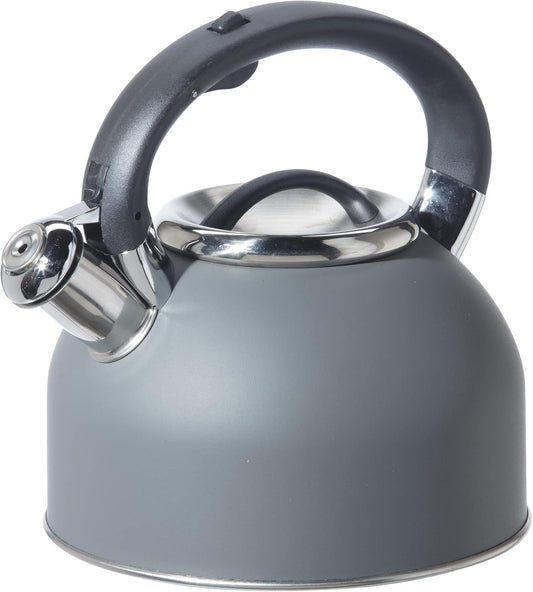 OGGI Tea Kettle for Stove Top - 64Oz / 1.9Lt, Stainless Steel with Loud Whistle, Ideal Hot Water Kettle and Water Boiler - Gray