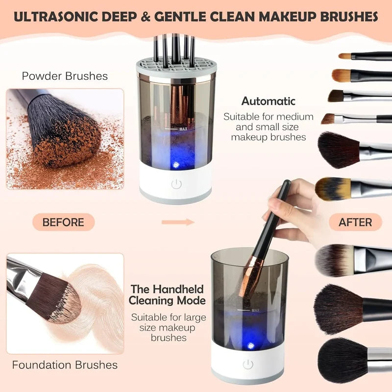 Electric Makeup Brush Cleaner,  Makeup Brush Cleaner Machine with Brush Clean Mat, Automatic Cosmetic Brush Cleaner Makeup Brush Tools for All Size Beauty Makeup Brushes Set, Gift for Women Wife