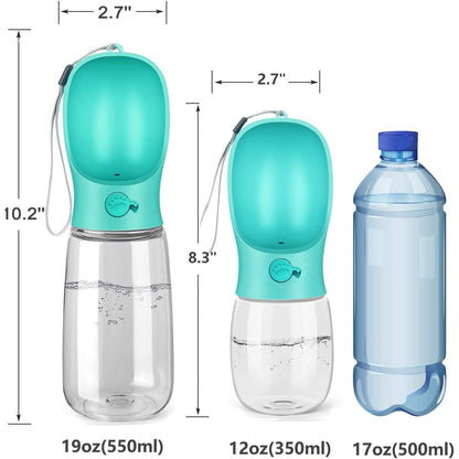 8.3*2.5" Dog Water Bottle, 12Oz Leak Proof Portable Puppy Water Dispenser with Drinking Feeder for Pets Outdoor Walking Hiking Travel Food Grade Plastic - Blue