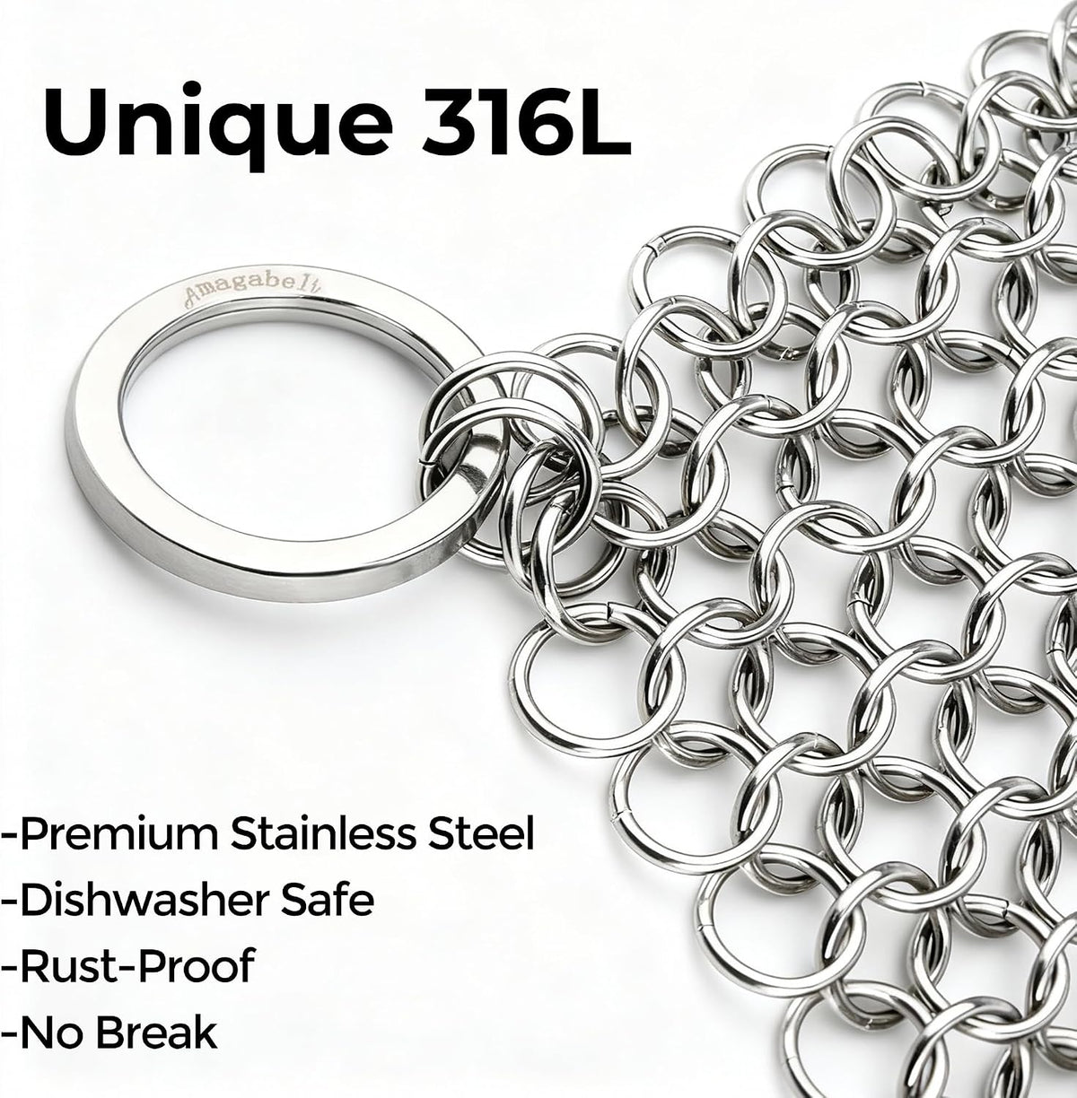 10”X10” Stainless Steel Cast Iron Cleaner Chainmail Scrubber for Cast Iron Pan Skillet Cleaner for Dishes Cast Iron Pot Cookware Accessories BG263