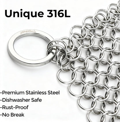 10”X10” Stainless Steel Cast Iron Cleaner Chainmail Scrubber for Cast Iron Pan Skillet Cleaner for Dishes Cast Iron Pot Cookware Accessories BG263