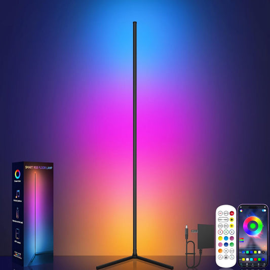 Led Corner Floor Lamp, Smart RGB Floor Lamp with App&Remote, 16 Million Colors Changing, Music Sync, Modern Corner Led Light for Bedroom Living Room and Gaming Room, Timing&Schedule