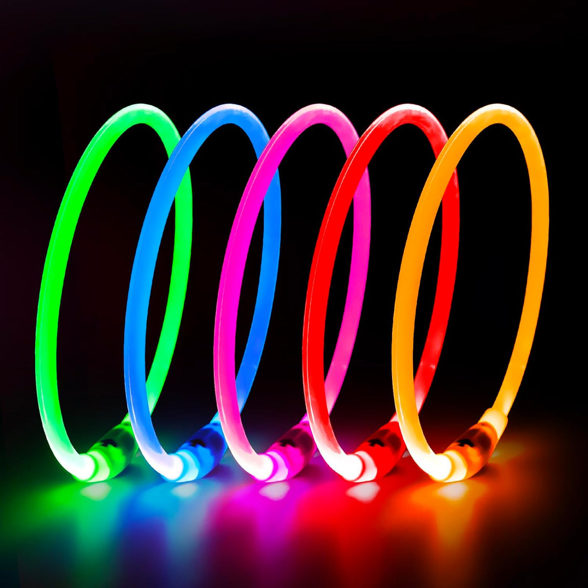 Light up Dog Collars, USB Rechargeable LED Dog Collar, TPU Cuttable Dog Glow Collar, High Visibility Puppy Collar Safety Dog Lights for Night Walking(Green)
