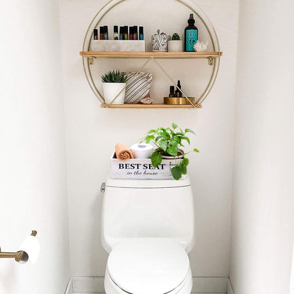 Bathroom Decor Box, Toilet Paper Basket with 2 Sides Signs, Farmhouse Tank Topper, Rustic Home Decor for Livingroom Kitchen (One Whitewashed Box)