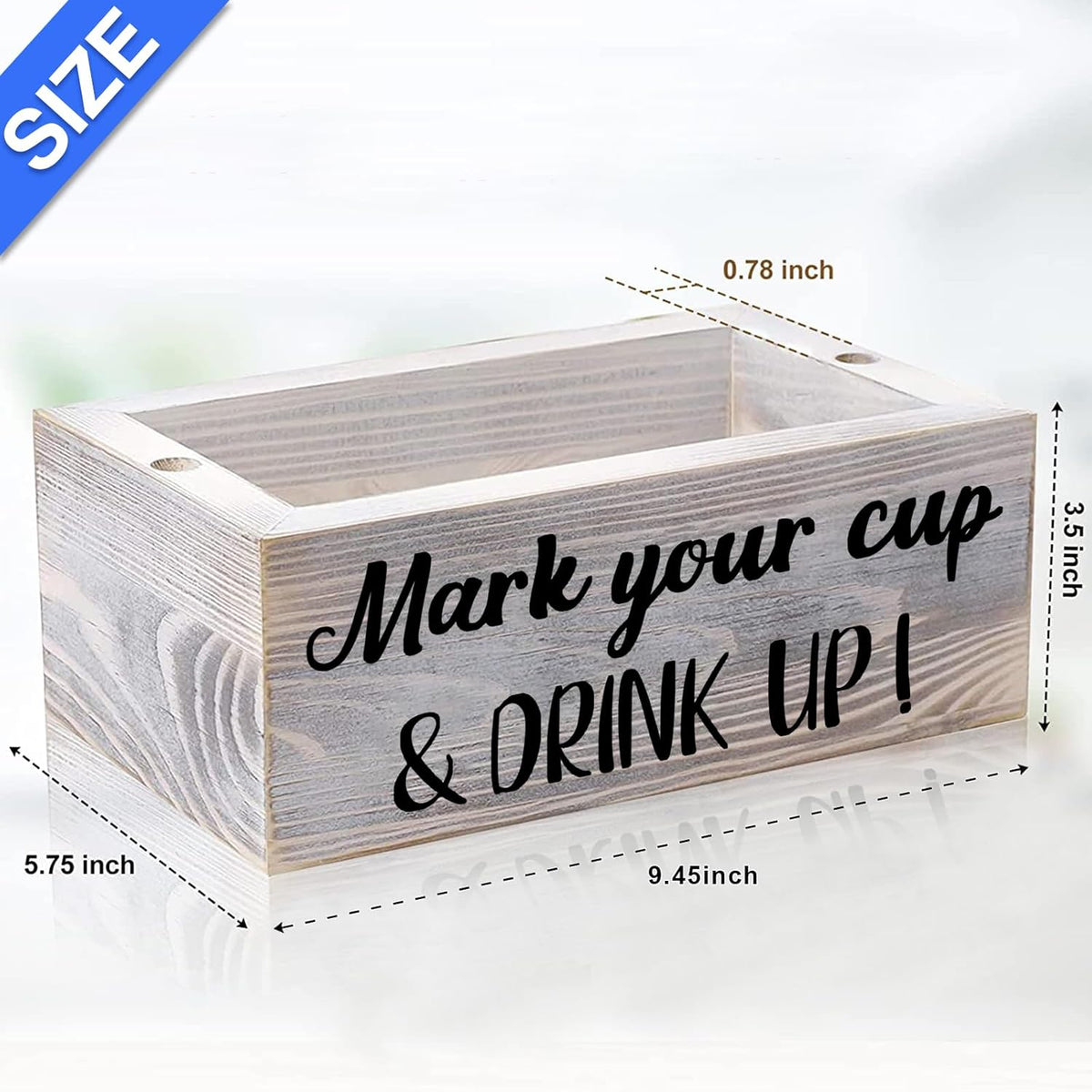 Wooden Cup Holder with Marker Slot, Mark Your Cup & Drink up Party Decor | Disposable Cup Organizer for Holiday Gatherings, Hosting Essential to Prevent Mix-Ups, Reduce Waste, 9.45X5.75X5.75 In