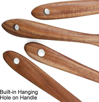 Wooden Cooking Utensils Set 4-Piece Wood Kitchen Utensil Set | for Non Stick Cookware Wooden Spatula,Fork,Turner,Ladle,Strainer Spoons
