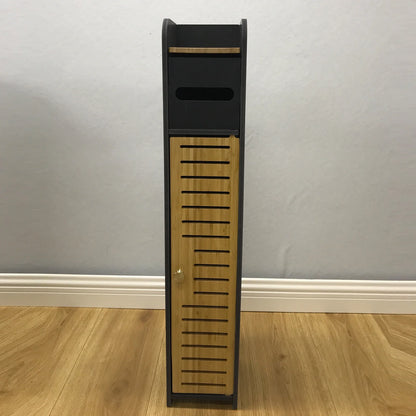 Toilet Paper Stand,Toilet Paper Holder Stand beside Toilet Storage for Bathtroom Storage,Narrow Bathroom Cabinet for Small Space,Black by