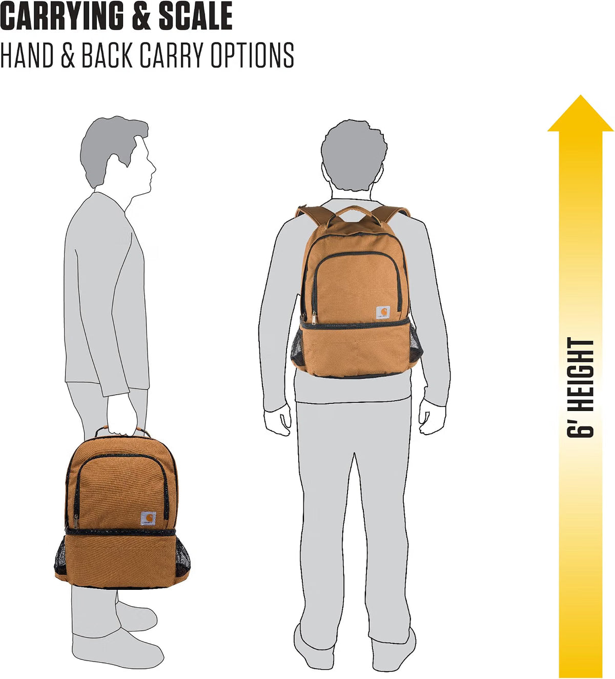 Carhartt Insulated 24 Can Two Compartment Cooler Backpack Black | Backpack with Fully-Insulated Cooler Base