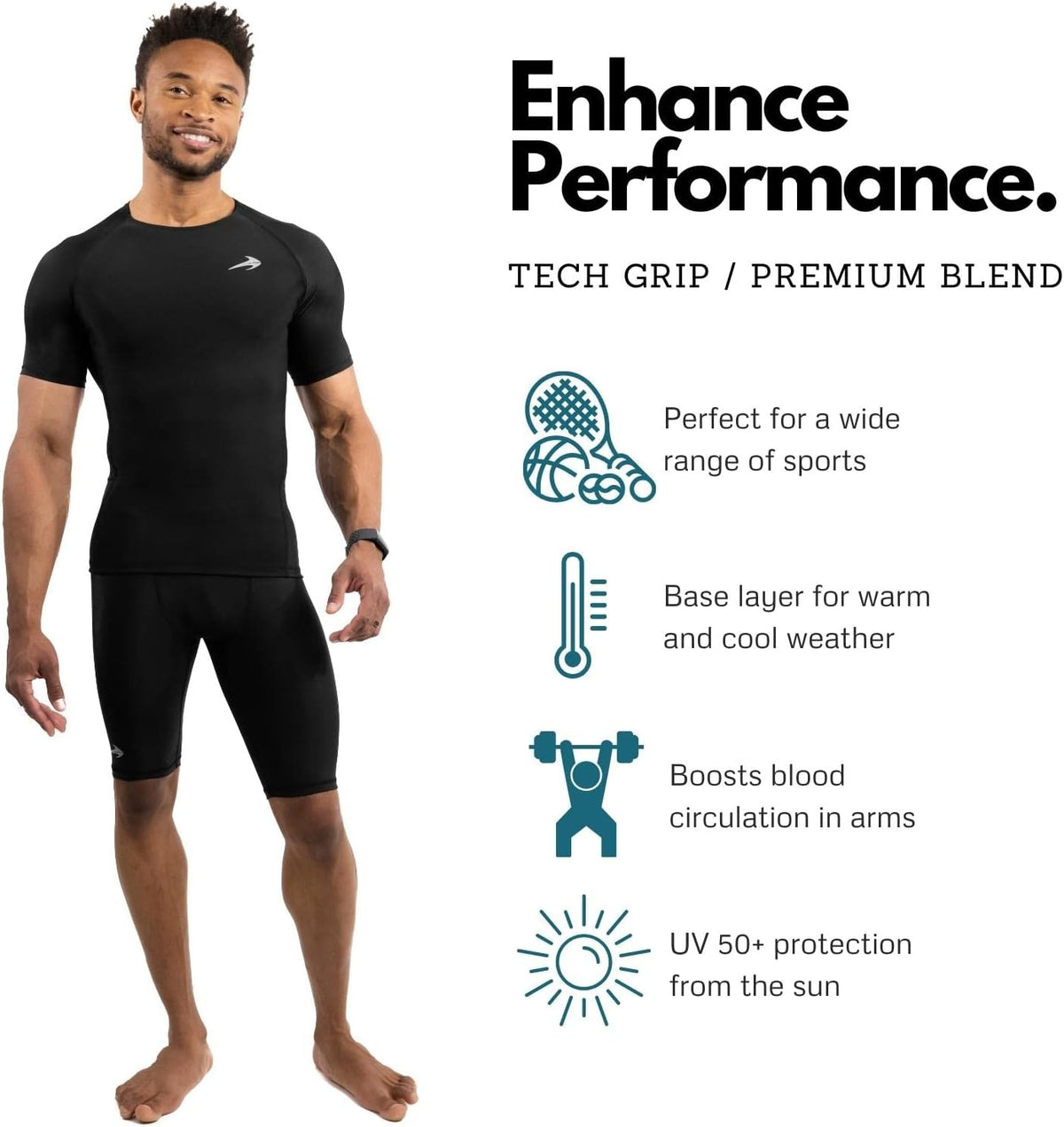 Men'S Compression Shirt - Athletic Base Layer for Workouts Running Dry Fit Athletic Training