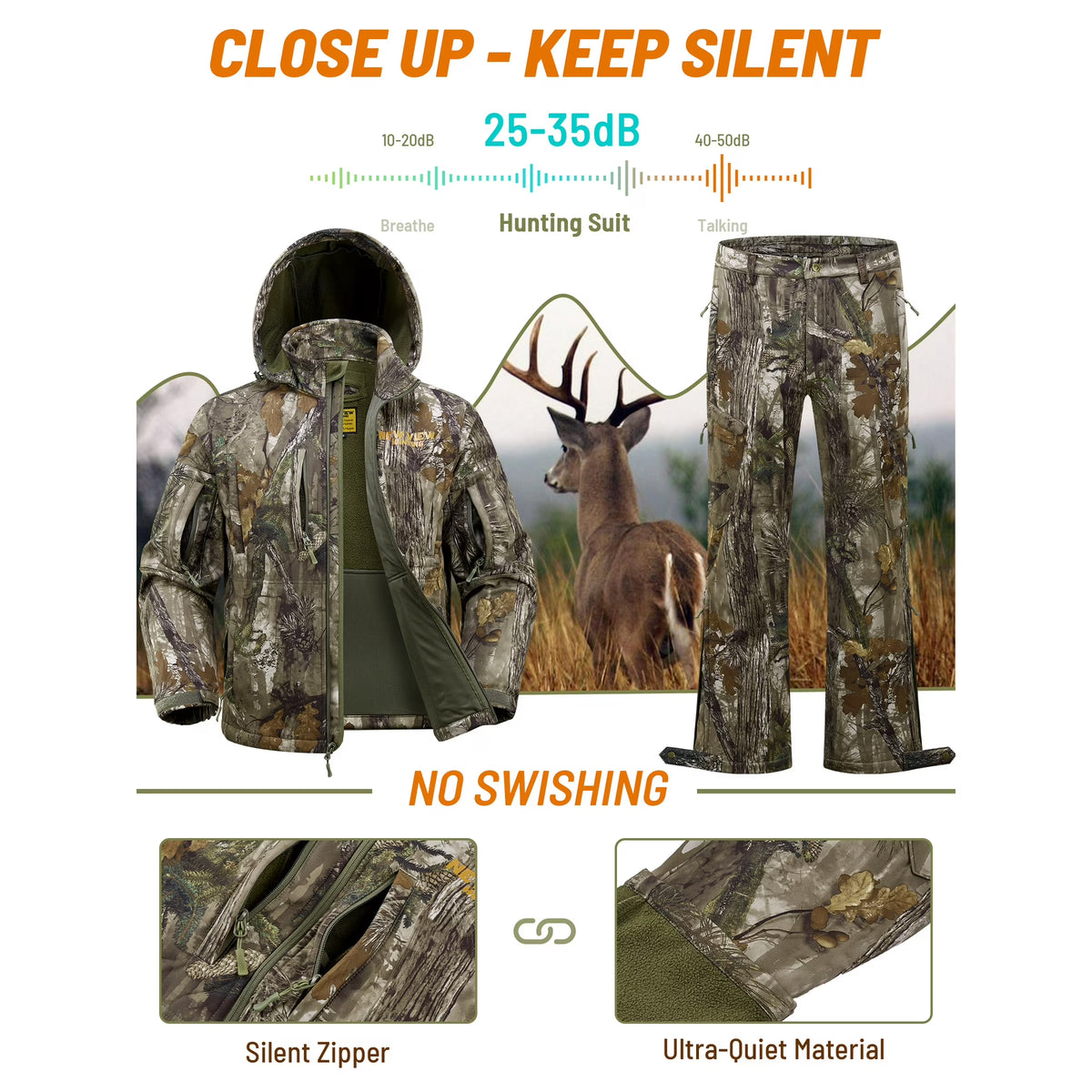 Insulated Hunting Clothes for Men Cold Weather, Warm Camo Hunting Jacket and Pants, Hunting Suit for Deer Duck Hunts