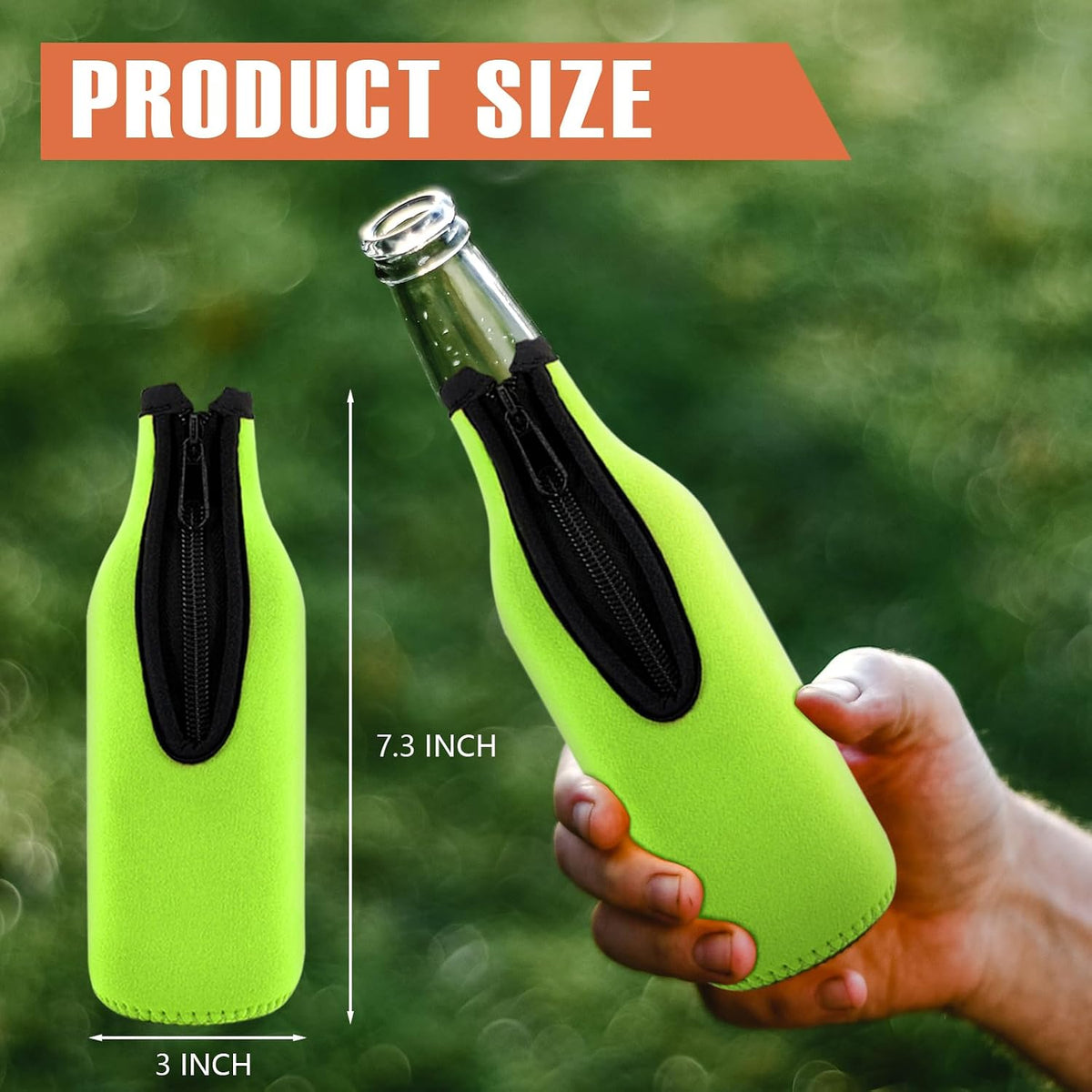 Beer Bottle Insulator Sleeve Different Color. Zip-Up Bottle Jackets. Keeps Beer Cold and Hands Warm. Classic Extra Thick Neoprene with Stitched Fabric Edges, Enclosed Bottom (Set of 12 Color)