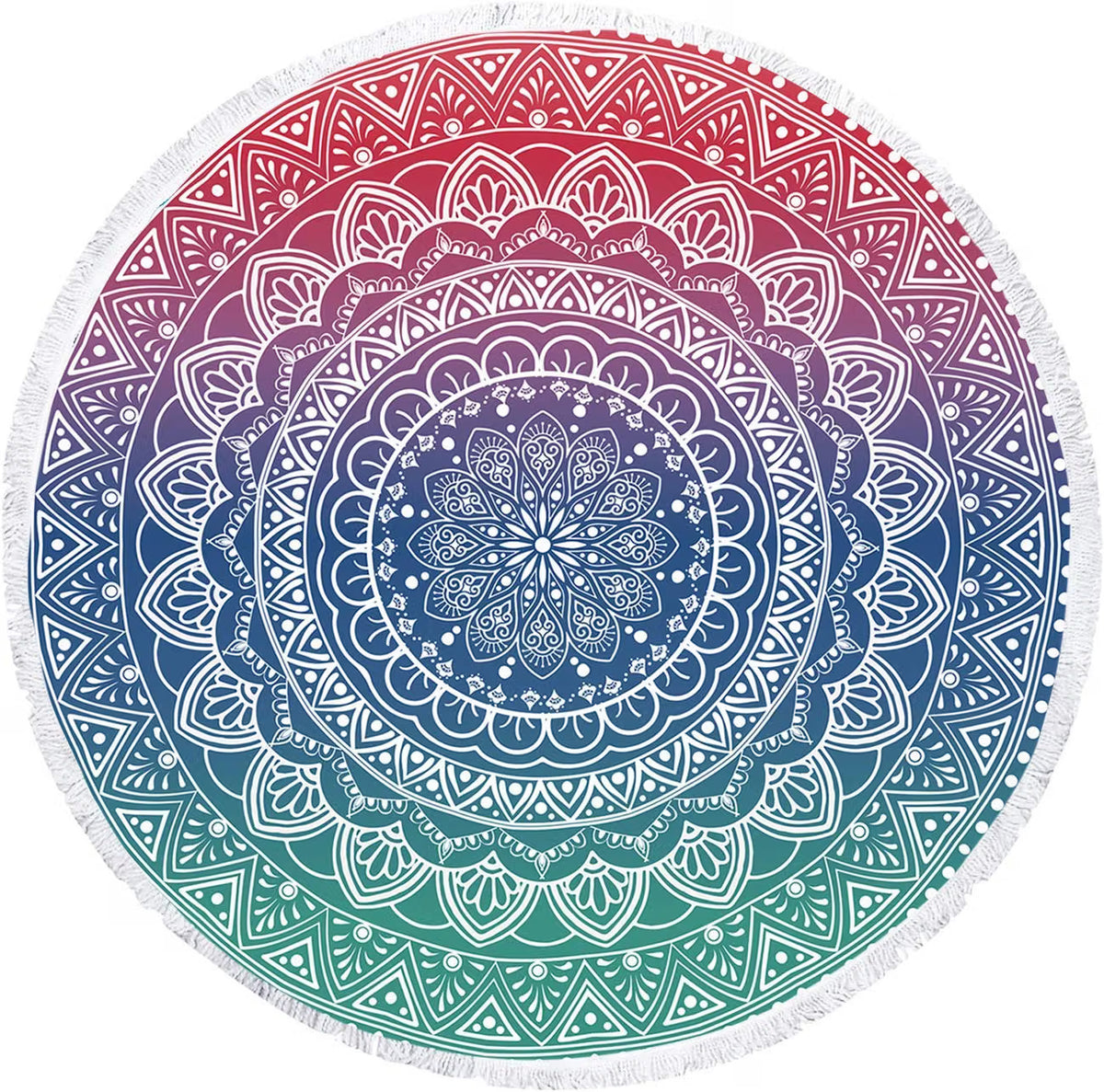 Oversize round Mandala Beach Towel Blanket, Circle Microfiber Bohemian Boho Quick Dry Super Water Absorbent Towel, Hippy Gypsy Yoga Mat Picnic Table Mediation Throw Tapestry with Tassel Ultra ,59”