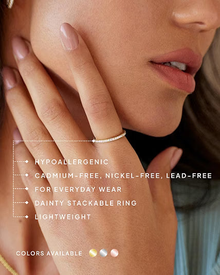 925 Sterling Silver Wedding Band for Women, 14K Gold Plated CZ Ring | Dainty Stackable Rings for Women, Cubic Zirconia Eternity Rings