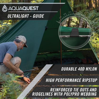 Guide Tarp – Ultralight Waterproof (5,000 Mm) Seam-Taped 40D Ripstop Rain Fly for Backpacking, Stealth Camping & Thru-Hiking
