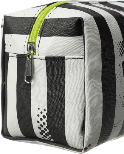 Beetlejuice Multicoloured Makeup Bag | Women'S Cosmetic Pouch with Stripe Design | Adults Beetlejuice Logo Makeup Holder