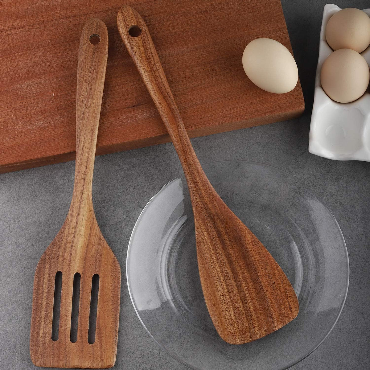 Wooden Cooking Utensils Set 4-Piece Wood Kitchen Utensil Set | for Non Stick Cookware Wooden Spatula,Fork,Turner,Ladle,Strainer Spoons