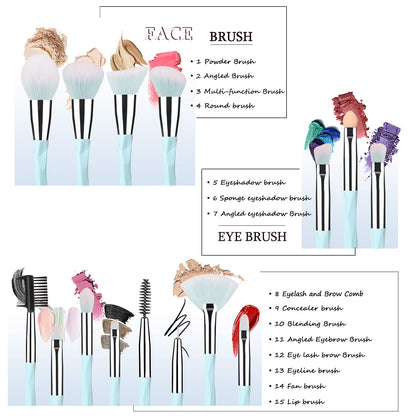 Pink Blue Gradient Makeup Brushes and Makeup Sponges Set 18Pcs/Set ，Soft Synthetic Fiber Makeup Brush Set，Suitable for Beginners/Makeup Artists, Valentine'S Day, Christmas Gifts