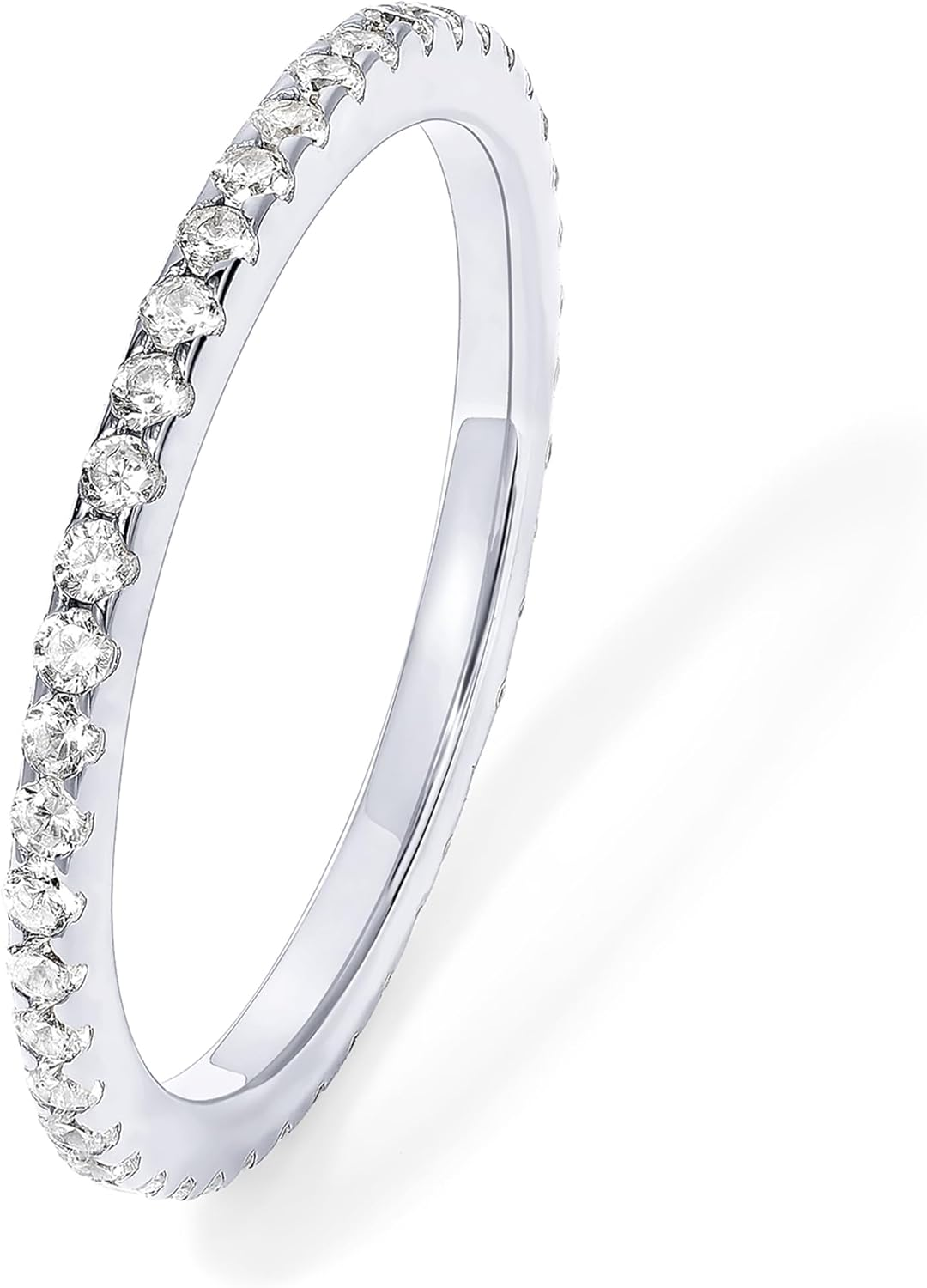 925 Sterling Silver Wedding Band for Women, 14K Gold Plated CZ Ring | Dainty Stackable Rings for Women, Cubic Zirconia Eternity Rings