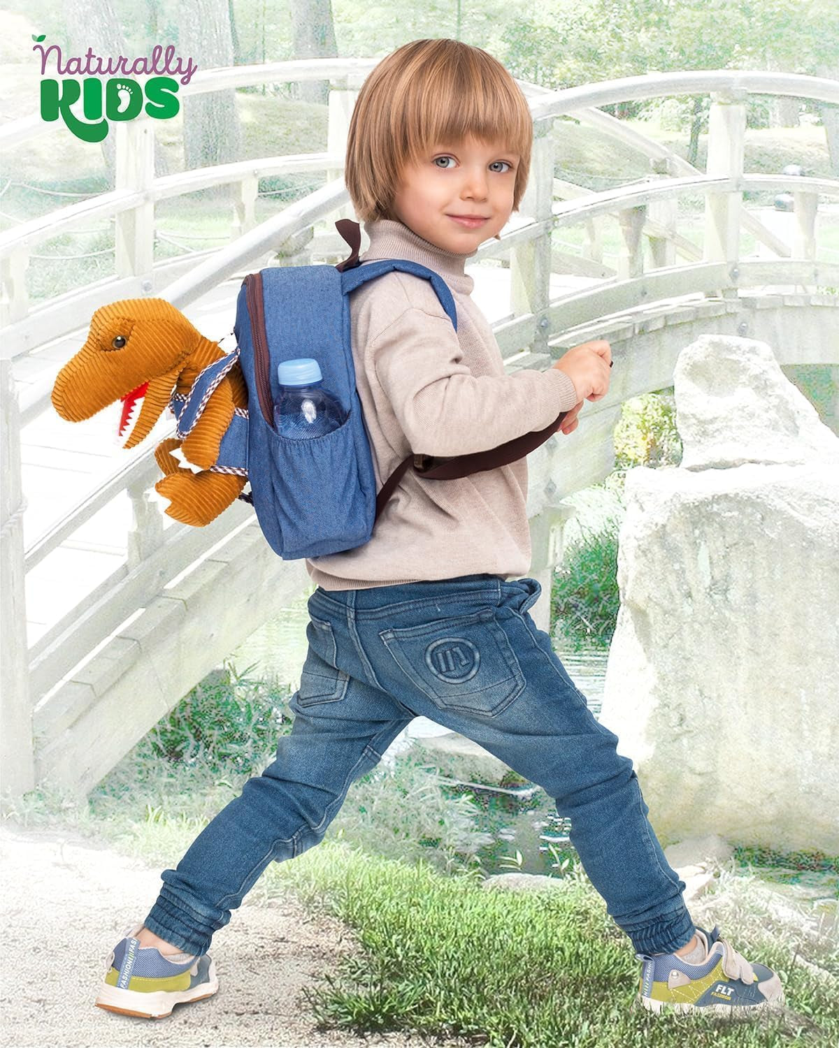 Toddler Backpack W. Plush Brown Dinosaur Toy, Kids Gift 2-5 | 2-In-1 Dinosaur Backpack W. Removable Plush, Side Pockets, Dinosaur Toys for Kids 3-5, Birthday & Christmas Gift for Boys