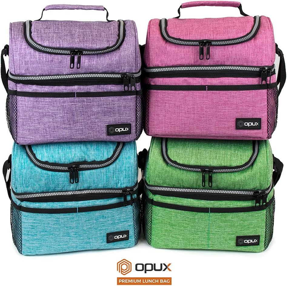 Insulated Lunch Bag for Men Women, Double Decker Leakproof, Teal Blue | Lunch Box Cooler Tote with Shoulder Strap, Large Lunchbox for Work School Travel Meal Prep, Adults Kids Boys Girls, 16 Cans