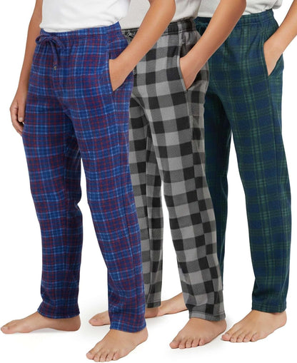 3 Pack: Boys' Fleece Pajama Pants Soft PJ Bottoms for Kids Youth Teens Sleepwear (Ages 5-18)